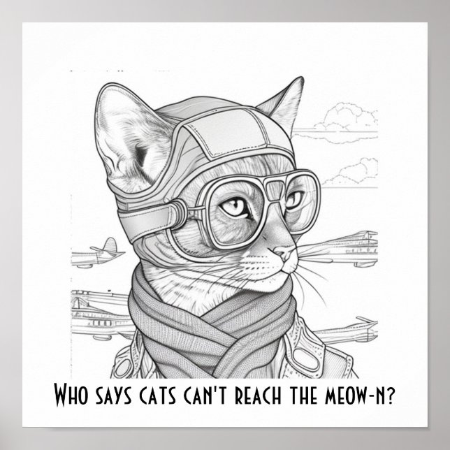 Wer sagt, dass Katzen das Meow-n nicht erreichen k Poster (Vorne)