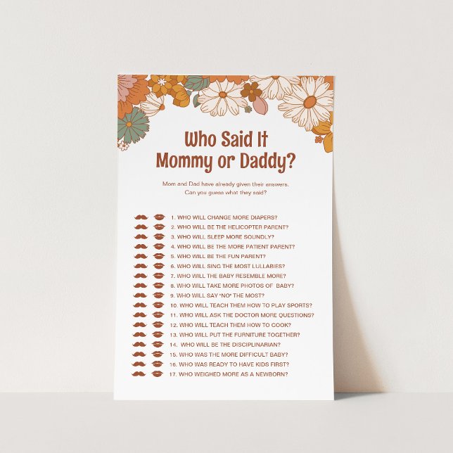 Wer sagte es Groovy Baby Shower Game (Von Creator hochgeladen)