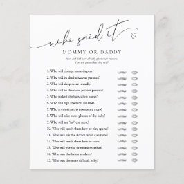 Wer sagte es Mama oder Papa Minimalistische Babydu