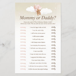 Wer sagte, es rosa Teddy Bear Baby Duschspiel Flyer