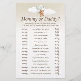 Wer sagte, es würde teddy Bear Baby Showspiel Flyer