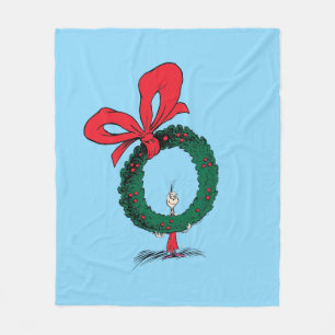 Wer späht durch den Weihnachtskranz Fleecedecke