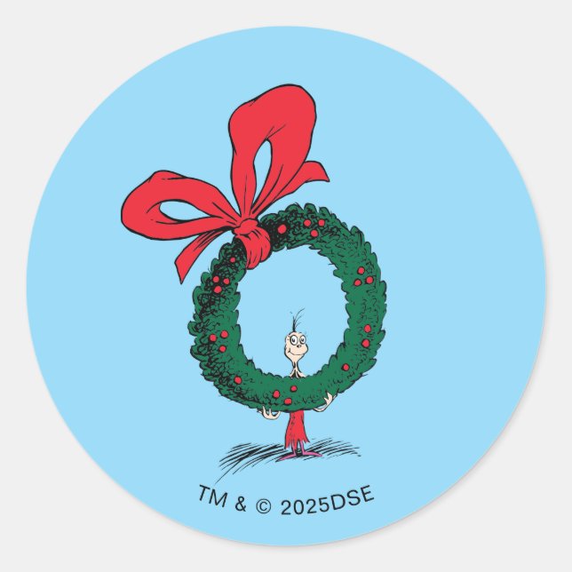 Wer späht durch den Weihnachtskranz Runder Aufkleber (Vorderseite)