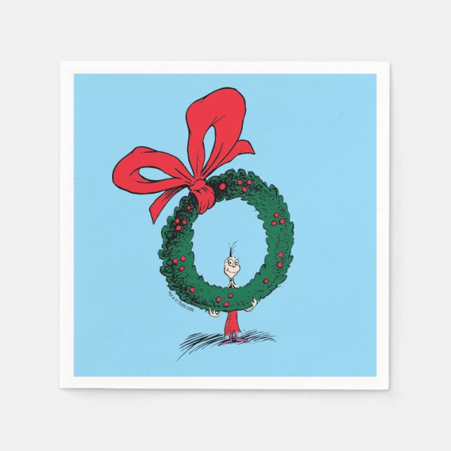 Wer späht durch den Weihnachtskranz Serviette (Vorderseite)