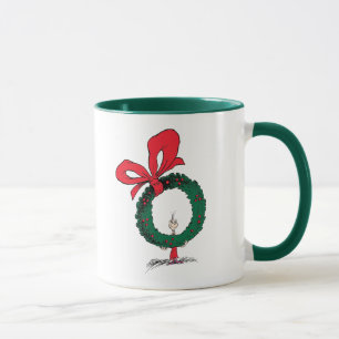 Wer späht durch den Weihnachtskranz Tasse