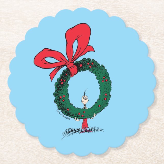 Wer späht durch den Weihnachtskranz Untersetzer (Vorderseite)