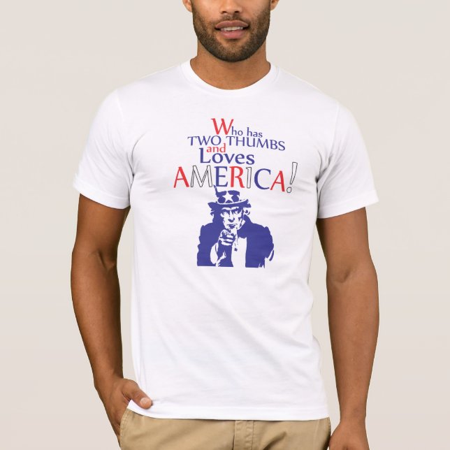 Wer zwei Daumen und Lieben Amerika hat T-Shirt (Vorderseite)