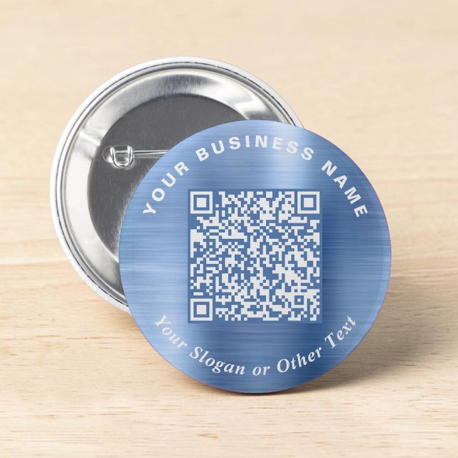 Werbe-Geschäfts-QR-Code Blaue Stecknadel Button (Promotional Business QR Code Blue Pin)
