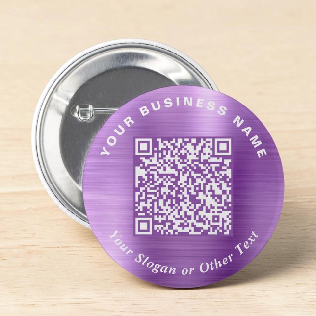 Werbe-Geschäfts-QR-Code Lila Pin Button (Promotional Business QR Code Purple Pin)