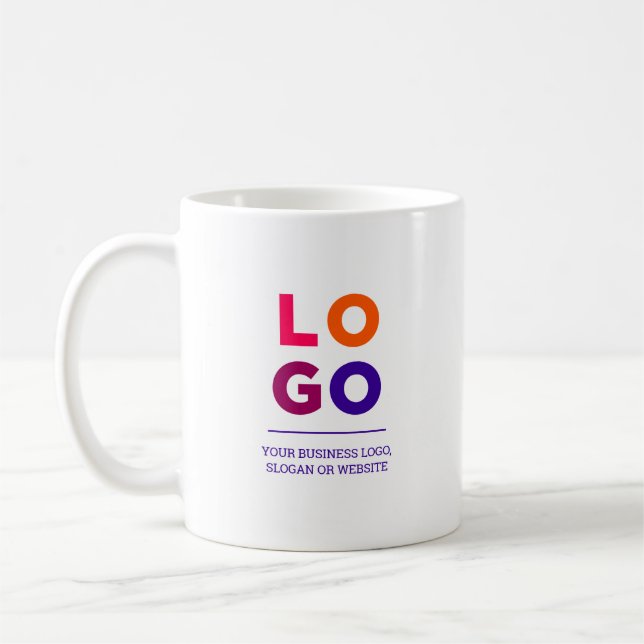 Werbe-Logo und Text Indigoblau für Unternehmen Kaffeetasse (Links)
