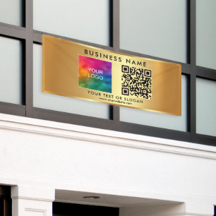 Werbe-QR-Code Firmenlogo Gold im Freien Banner