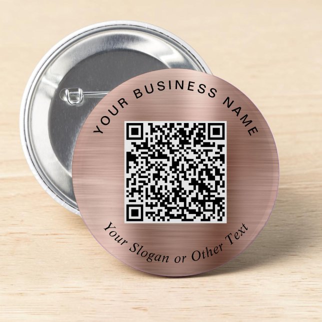 Werbe-QR-Code-Roségold-Anstecknadel Button (Promotional Business QR Code Rose Gold Pin)