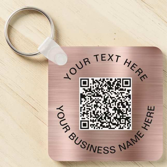 Werbe-QR-Code Roségold Schlüsselanhänger (Promotional QR Code Rose Gold Keychain)