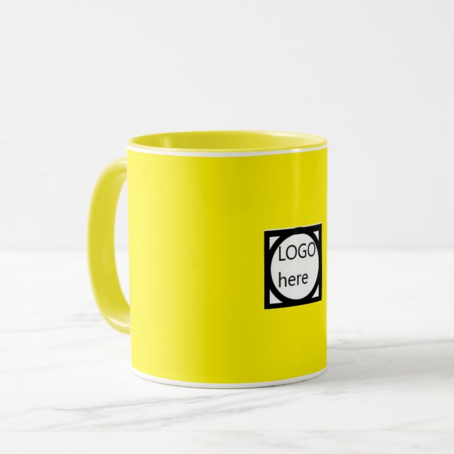 Werbe-Zweifarben-Kaffee, braune Tasse (Vorderseite Links)