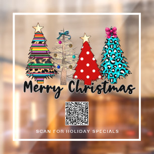 *~* Werbeaktion AP20 Weihnachtsbaum Leopard QR Fensteraufkleber