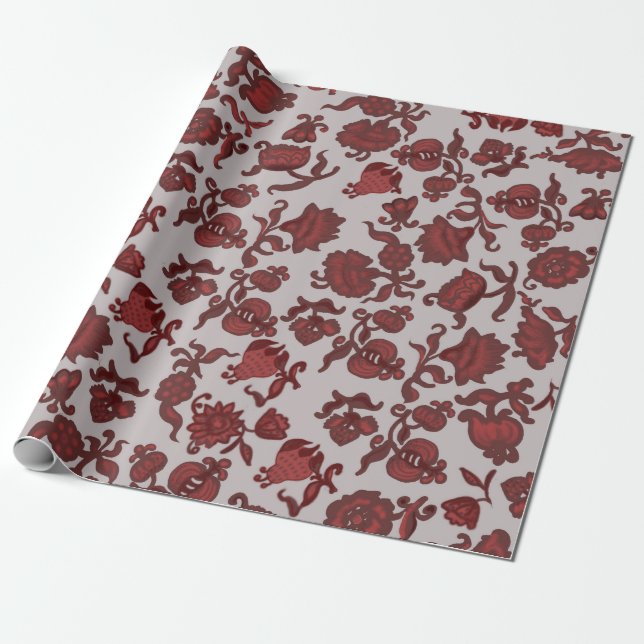 Werbeaktion Blume Bohemisch Chic Floral Boho Grau Geschenkpapier (Ungerollt)