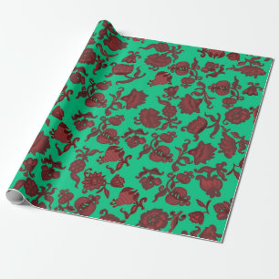 Werbeaktion Blume Bohemisch Chic Floral Boho Green Geschenkpapier