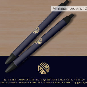 Werbeaktion für blaue Gold-Navy-Logo Kugelschreiber