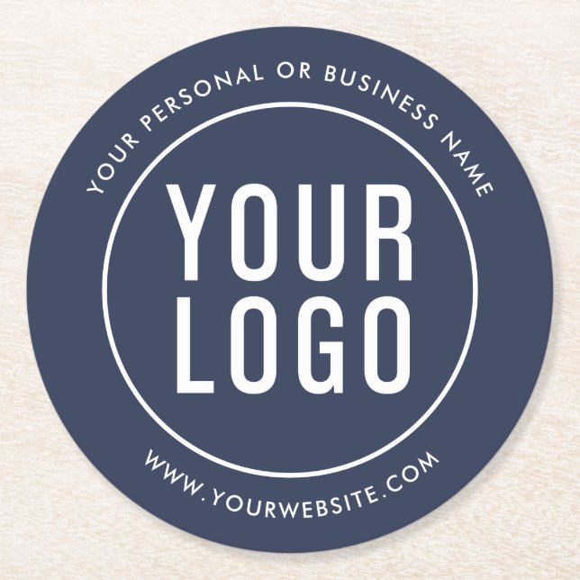 Werbeaktion für Blue Custom Business-Logo Runder Pappuntersetzer (Vorderseite)