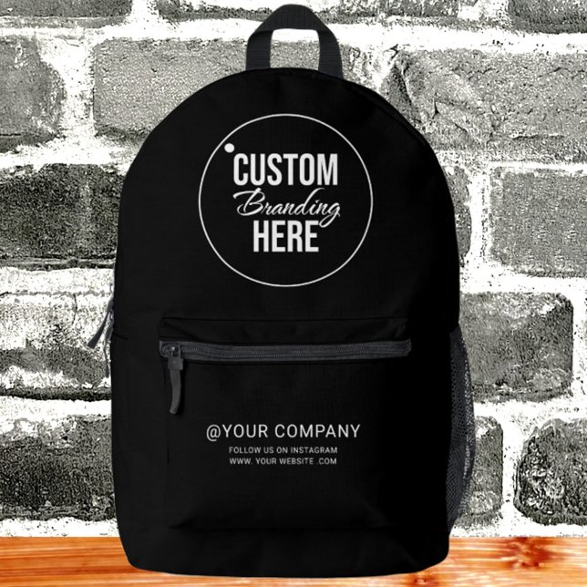 Werbeaktion für das Branding für kleine Unternehme Bedruckter Rucksack (logo black promotional company backpack)
