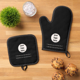Werbeaktion für das Logo "Black Custom Business" Ofenhandschuh & Topflappen-Set