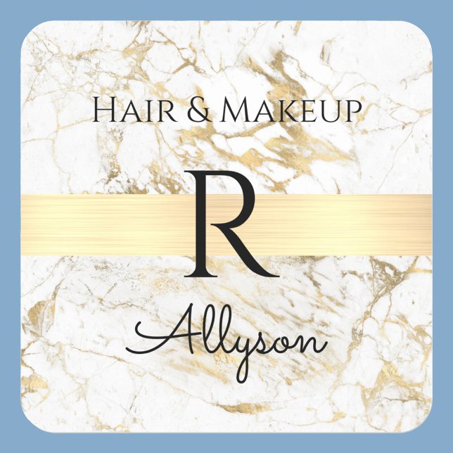 Werbeaktion für den Bus aus weißem/goldfarbenem Ma Quadratischer Aufkleber (Von Creator hochgeladen)