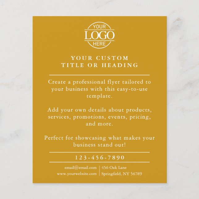 Werbeaktion für einfache Mustard-Gelb-Firmenlogos Flyer (Vorne)