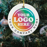 Werbeaktion für Firmenlogo Weihnachten Keramik Ornament<br><div class="desc">Großartiger Werbeartikel für Unternehmen. Fügen Sie einfach Ihr eigenes Logo hinzu und passen Sie die Firmendetails mithilfe der bereitgestellten Vorlage an.</div>