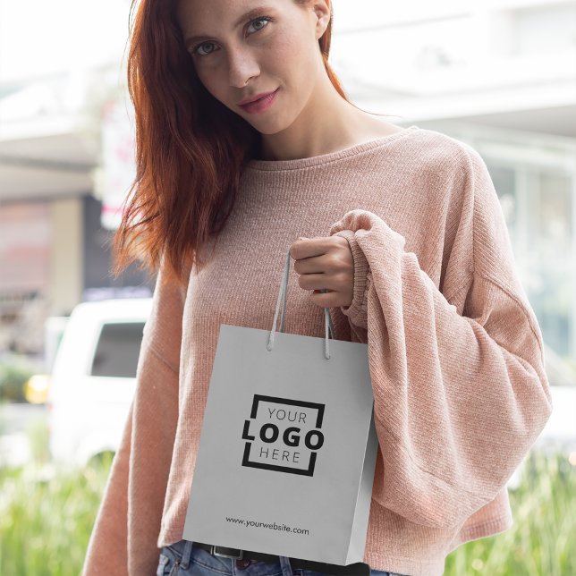 Werbeaktion für kundenspezifische Firmenlogos Grau Mittlere Geschenktüte (Von Creator hochgeladen)