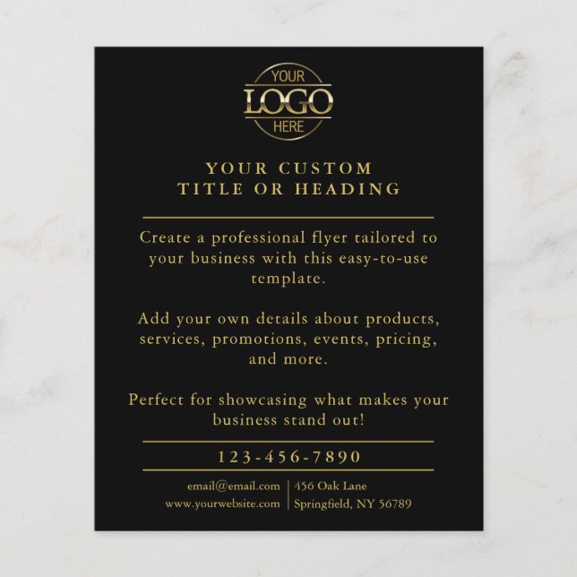 Werbeaktion für Minimalistische Schwarz-Gold-Firme Flyer (Vorne)
