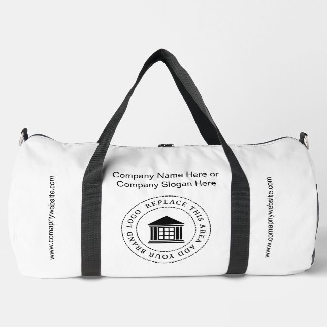 Werbeaktion für Minimalistisches, einfaches Firmen Duffle Bag (Vorderseite)