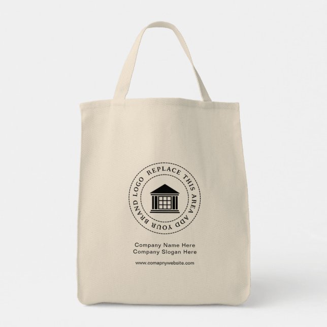 Werbeaktion für Minimalistisches, einfaches Firmen Tragetasche (Rückseite)