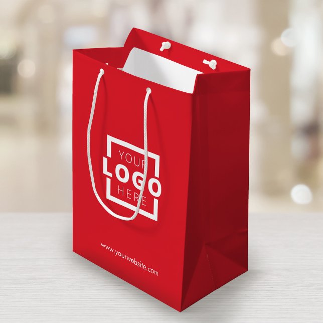 Werbeaktion für Red Shopping-Logos für kundenspezi Mittlere Geschenktüte (Von Creator hochgeladen)