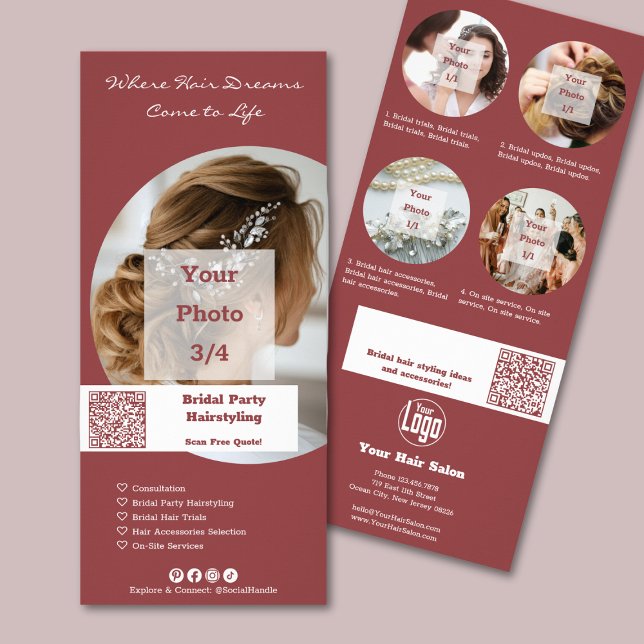 Werbeaktion Hair Salon Brautparty Friseurstyling Werbekarte (Promotion Hair Salon Bridal Party Hairstyling Rack Card)