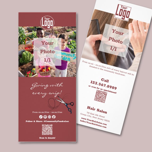 Werbeaktion Hair Salon Gemeinschaftsfinanzierung Werbekarte (Promotion Hair Salon Community Fundraising Rack Card)