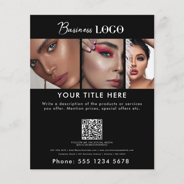 Werbeaktion Schönheitshaar Nail Makeup Black Flyer (Vorne)