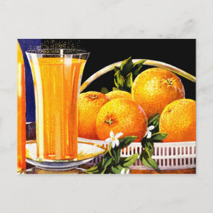 Werbeanzeige für Vintage-Orangensaft Postkarte