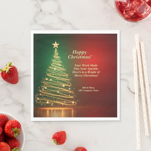 Werbebotschaft Grün Gold Weihnachtsbaum Serviette (Beispiel)
