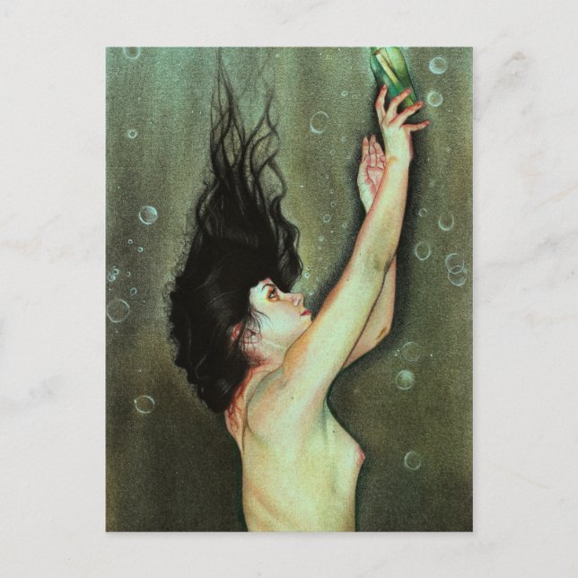 Werbebotschaft in Flasche Postkarte (Vorderseite)