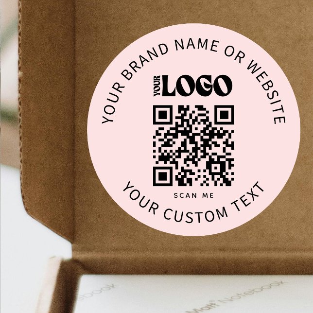Werbefirma für Firmenlogos rosa QR-Code Runder Aufkleber (Von Creator hochgeladen)