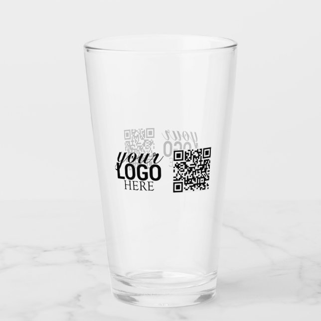 Werbefirmenlogo und QR-Code Glas (Vorderseite)
