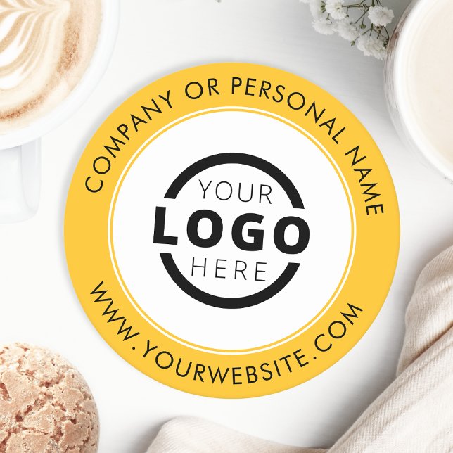 Werbegelbe Markenlogos für Unternehmen Runder Pappuntersetzer (Von Creator hochgeladen)
