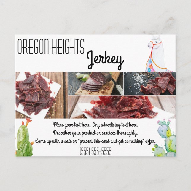 Werbekarte für Unternehmen Boho Llama Bohemisch Ca Postkarte (Vorderseite)