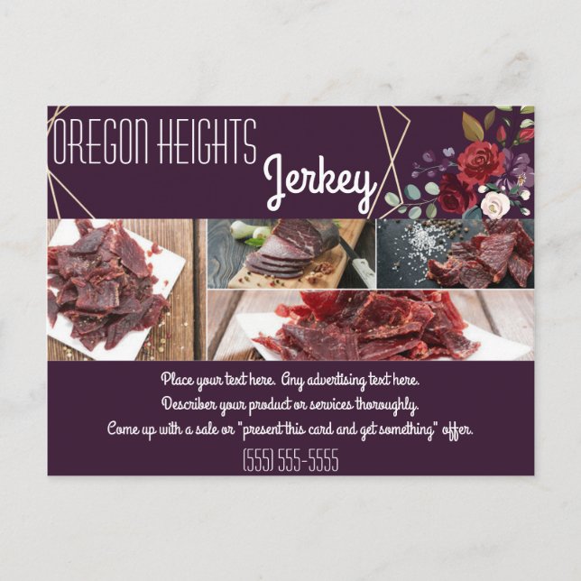 Werbekarte für Unternehmen Lila Rose Gold Postkarte (Vorderseite)