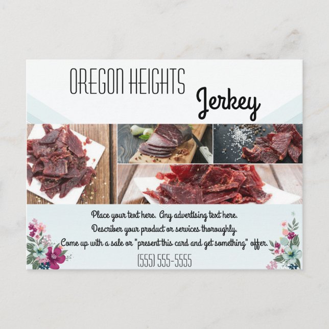 Werbekarte für Unternehmen Tropische Blume auf Blu Postkarte (Vorderseite)