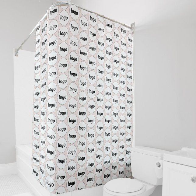 Werbemuster für Logos Rosa Duschvorhang (Simple logo pattern business branding promotional shower curtain)