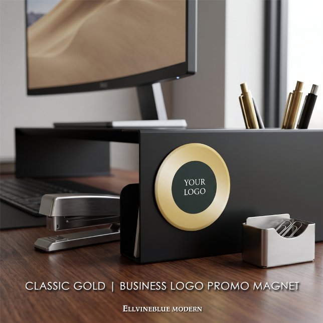 Werben Sie Ihr eigenes Firmenlogo, Gold Magnet (Classic Gold Magnet | A polished layout created to showcase your logo. )