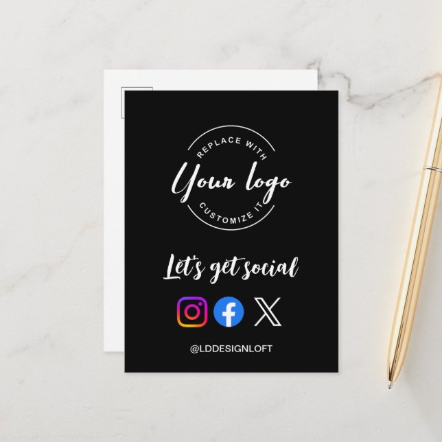 Werben wir auf der Social QR-Code-Website Postkarte (Vorderseite/Rückseite Beispiel)