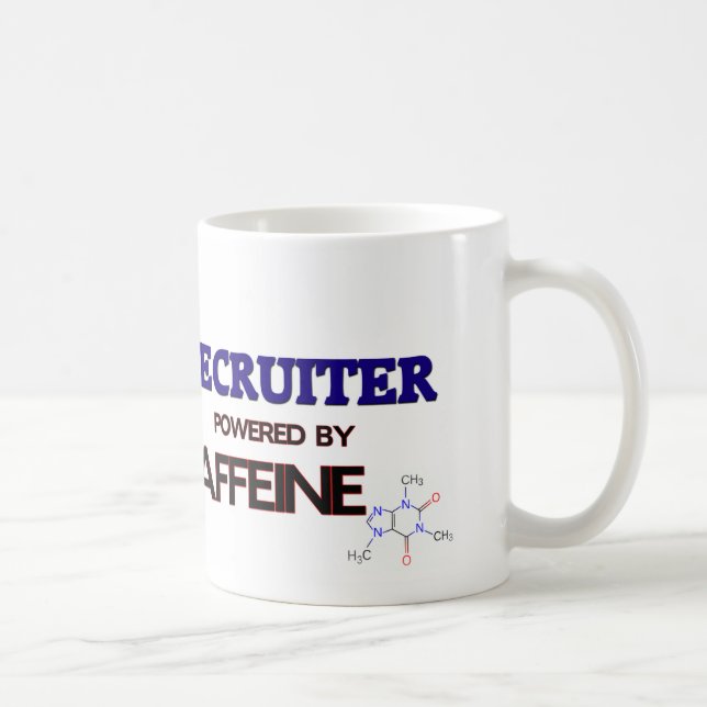 Werbeoffizier angetrieben durch Koffein Tasse (Rechts)