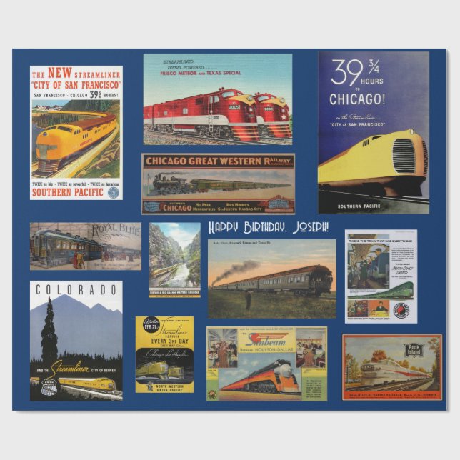 Werbepapier für Vintage Eisenbahnen Geschenkpapier (Flach)